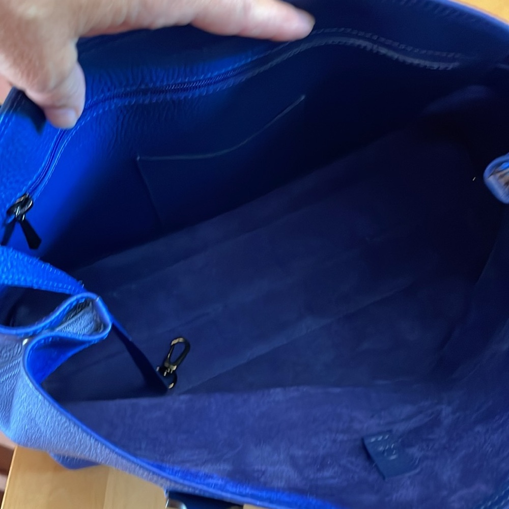 Longchamp Roseau medium tote in cobalt blue pebble leather - Picture 4 of 6